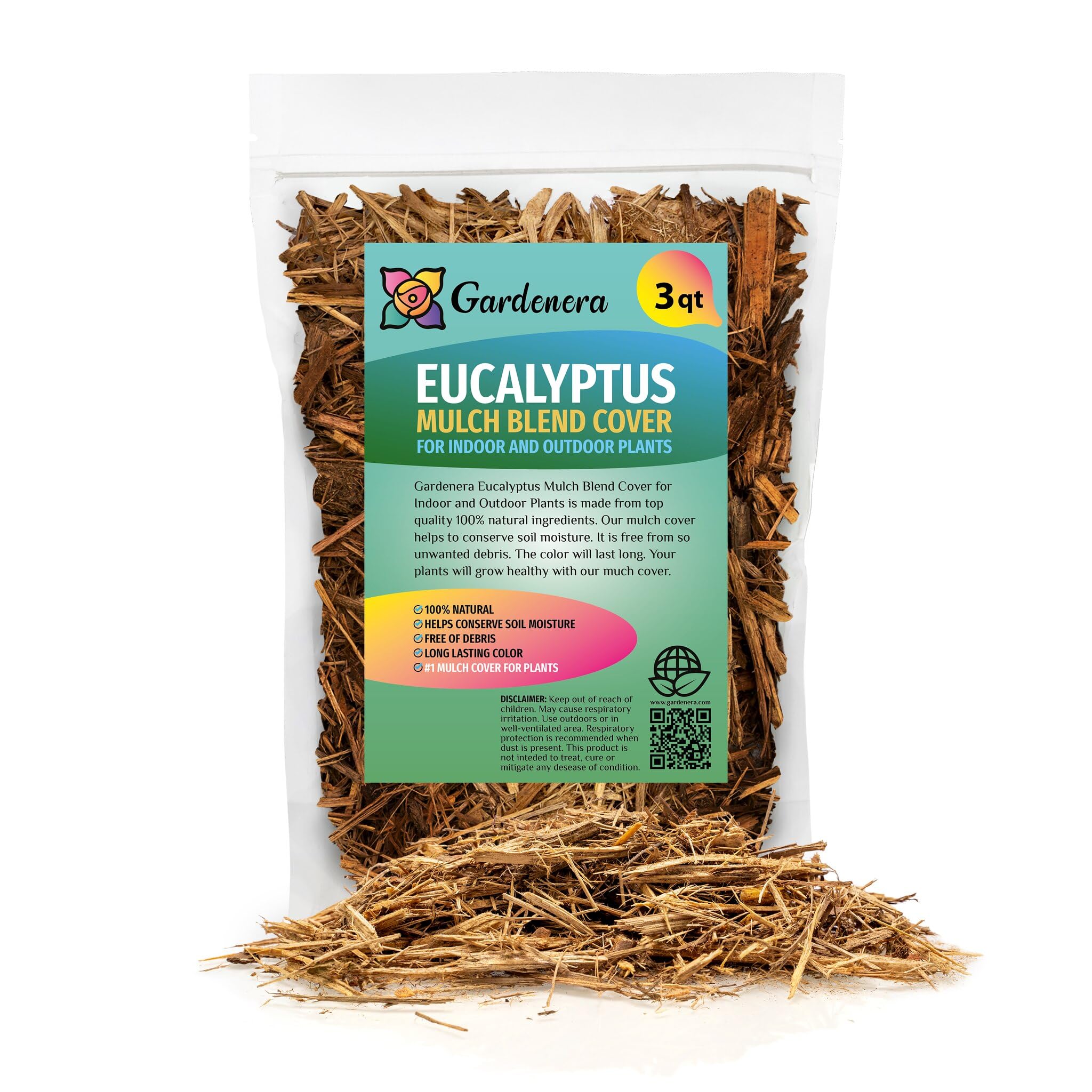 Gardenera Eucalyptus Mulch - Provide Long-Lasting Color and Aromatic Appeal to Your Landscape - 10 QUARTS