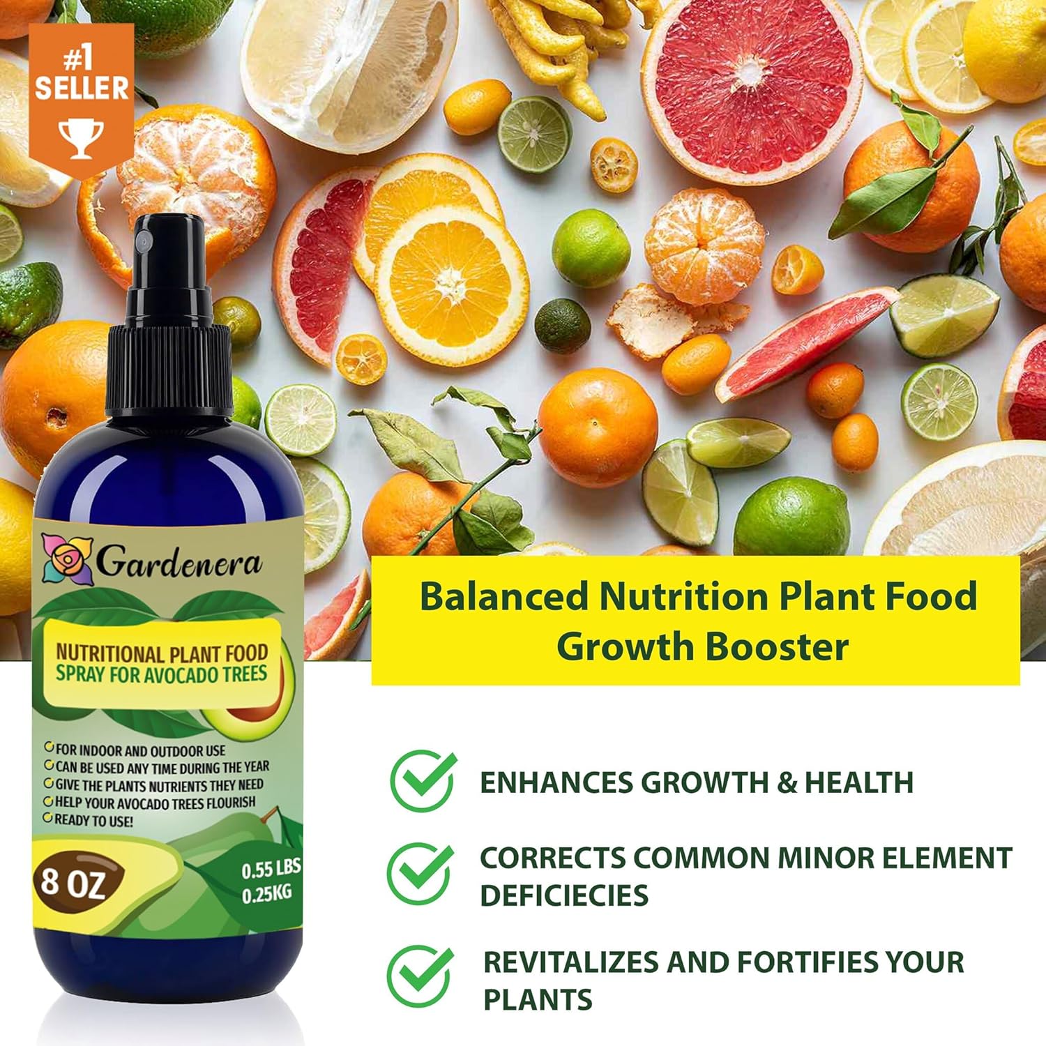 Gardenera Premium Nutritional Plant Food Spray for CITRON - Balanced Nutrition Plant Superfood | Excellent Growth Booster for Citron Trees - 8oz