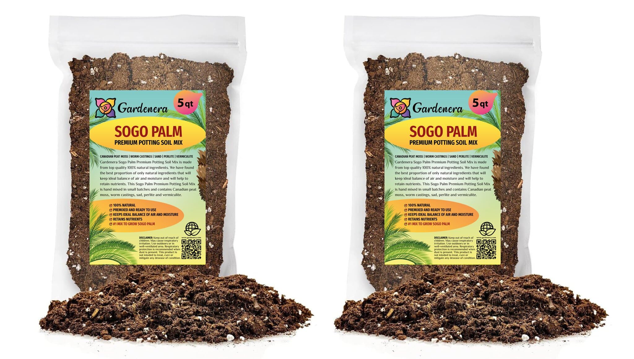 Gardenera Sogo Palm Plant Potting Soil - All-Natural Blend for Thriving Sogo Palm Plants - Boosts Root Health and Distinctive Form - 10 QUART