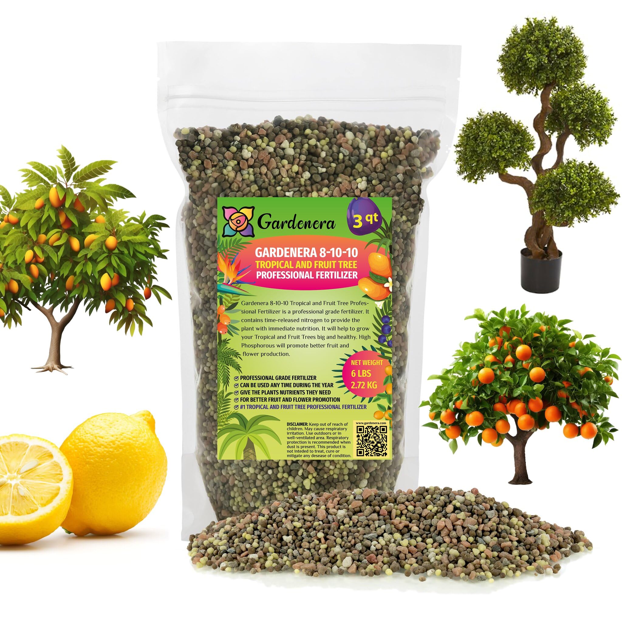 fertilizer tropical plants Premium 8-10-10 Fertilizer for Palm Trees, Citrus Plants and Other Tropical Plants by Gardenera - Boost Biomass and Enhance Leaf Color