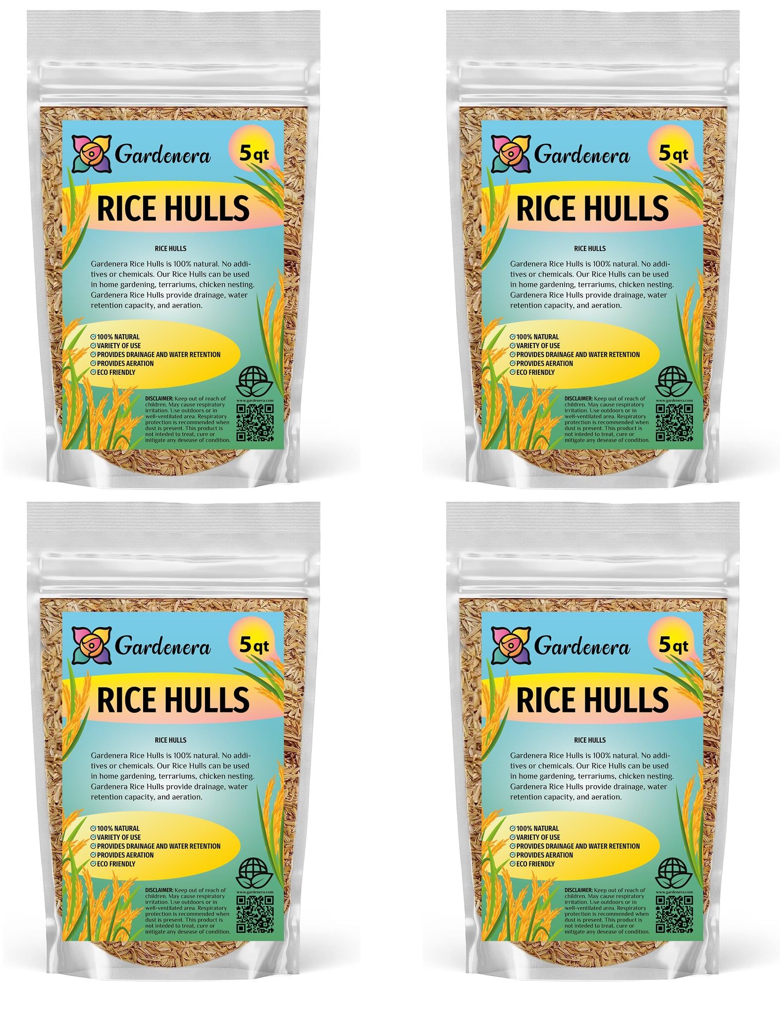 Sustainable Mulching with Gardenera Rice Hulls - Maintain Soil Temperature, Suppress Weeds, and Conserve Water - 10 QUARTS