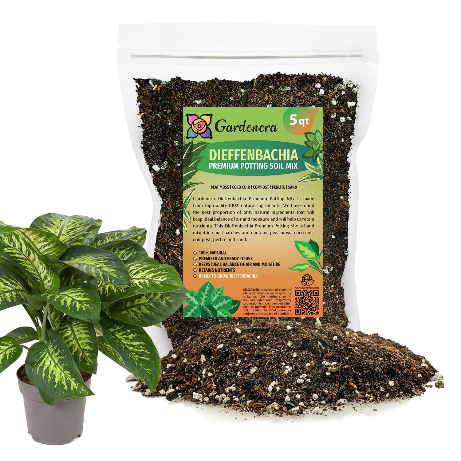 dumb cane plant air purifier Gardenera Premium DUMB CANE Potting Soil Mix - Ideal Blend for Growing Robust and Healthy DUMB CANE Plants