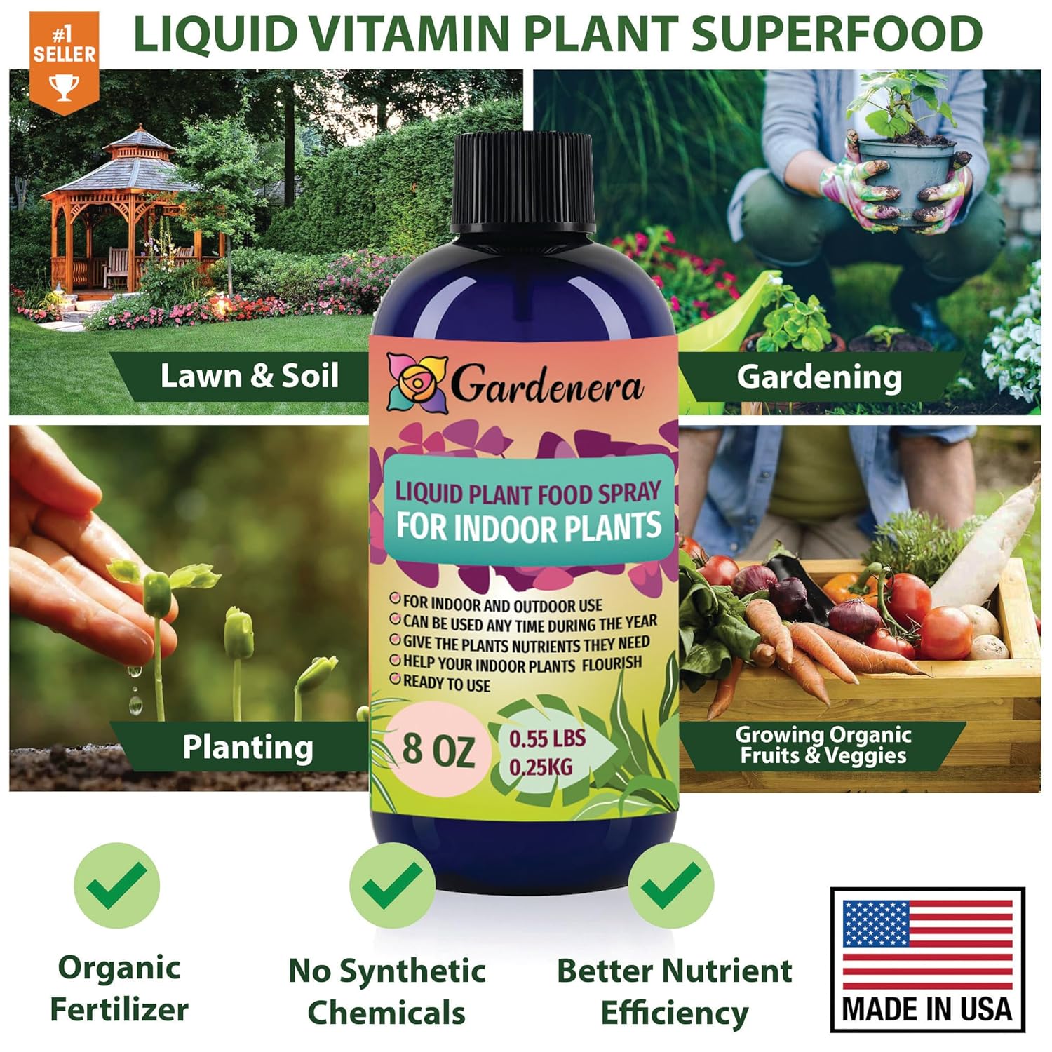 Gardenera Plant Growth Superfood for AGLAONEMA with 18 Key Vitamins & Minerals - Organic Plant Food Fertilizer - Micro-Fungi and Bio-Organisms for AGLAONEMA Plant Care & Growth Enhancement - 32oz