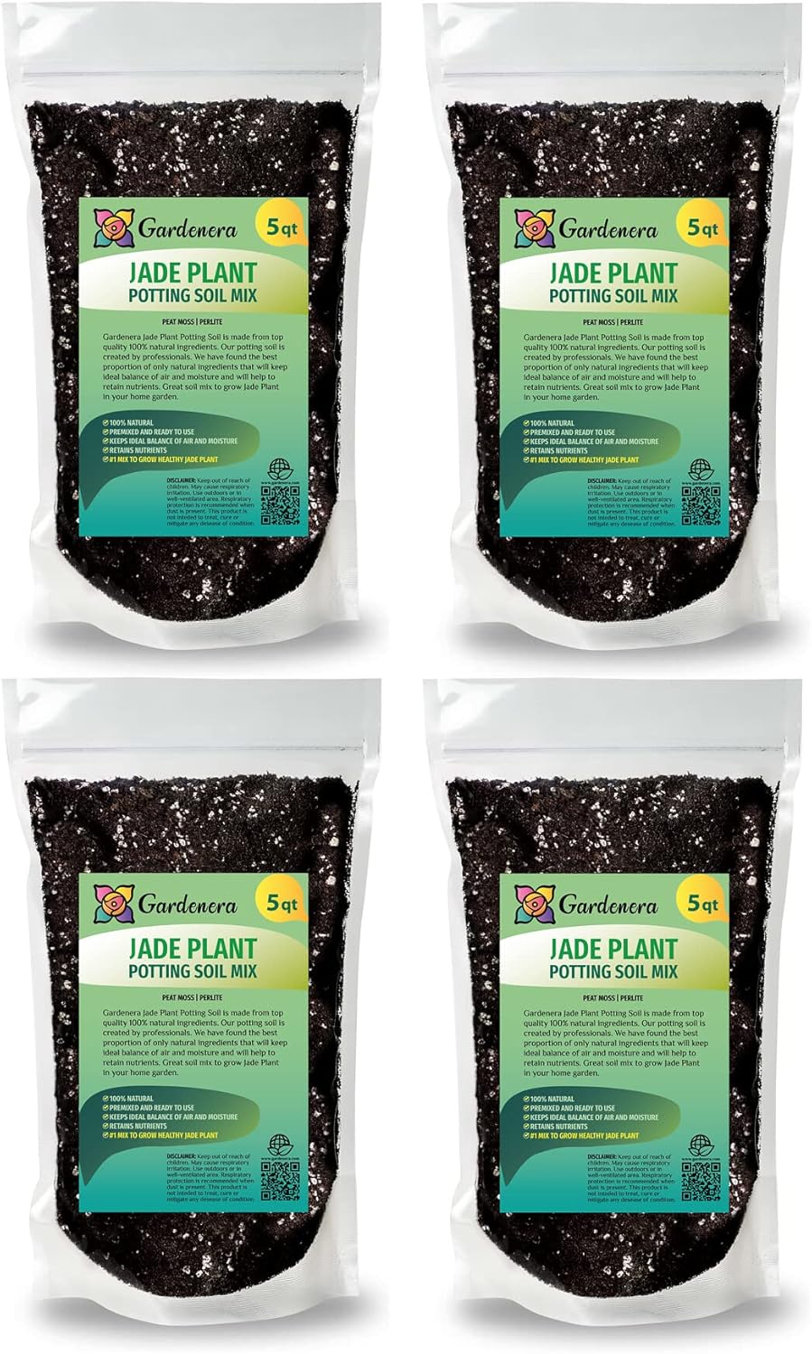 GARDENERA Premium Jade Plant Potting Soil Mix - 10 Quart (2 Bags of 5 Quart)