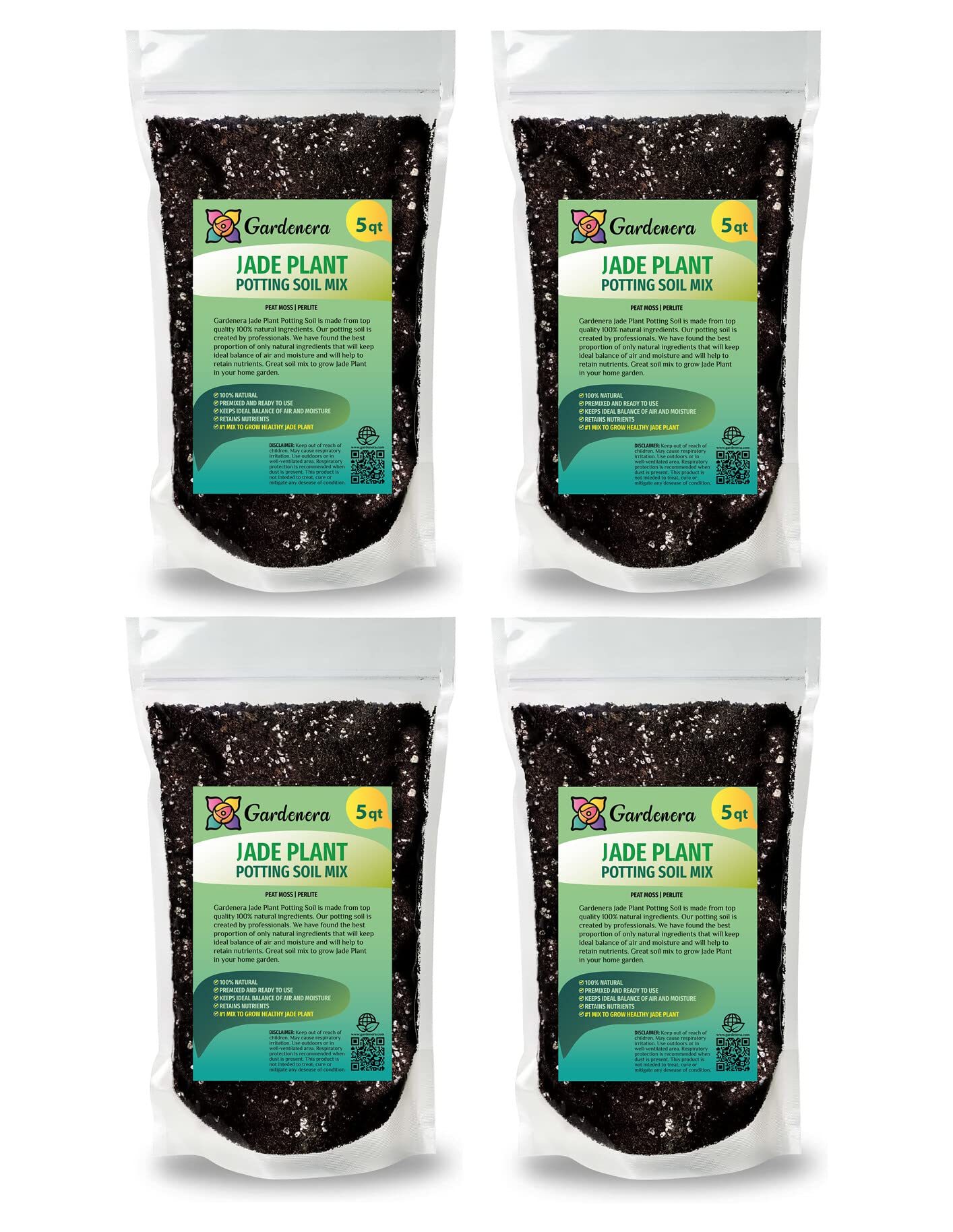 GARDENERA Premium Potting Soil Mix for Jade Plants - 4 QUART - A Perfect Combination of Organic Ingredients for Strong and Healthy Growth