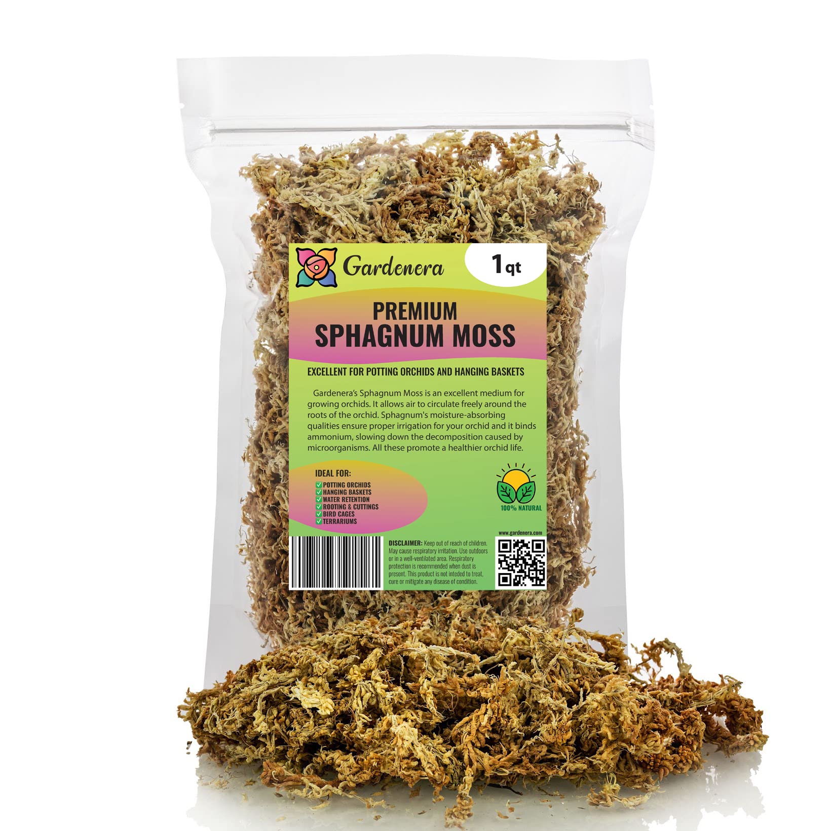 PREMIUM New Zealand Sphagnum Moss by Gardenera - Organic Hand Mixed Long Fibered Sphagnum Moss Orchid - 1 QUART