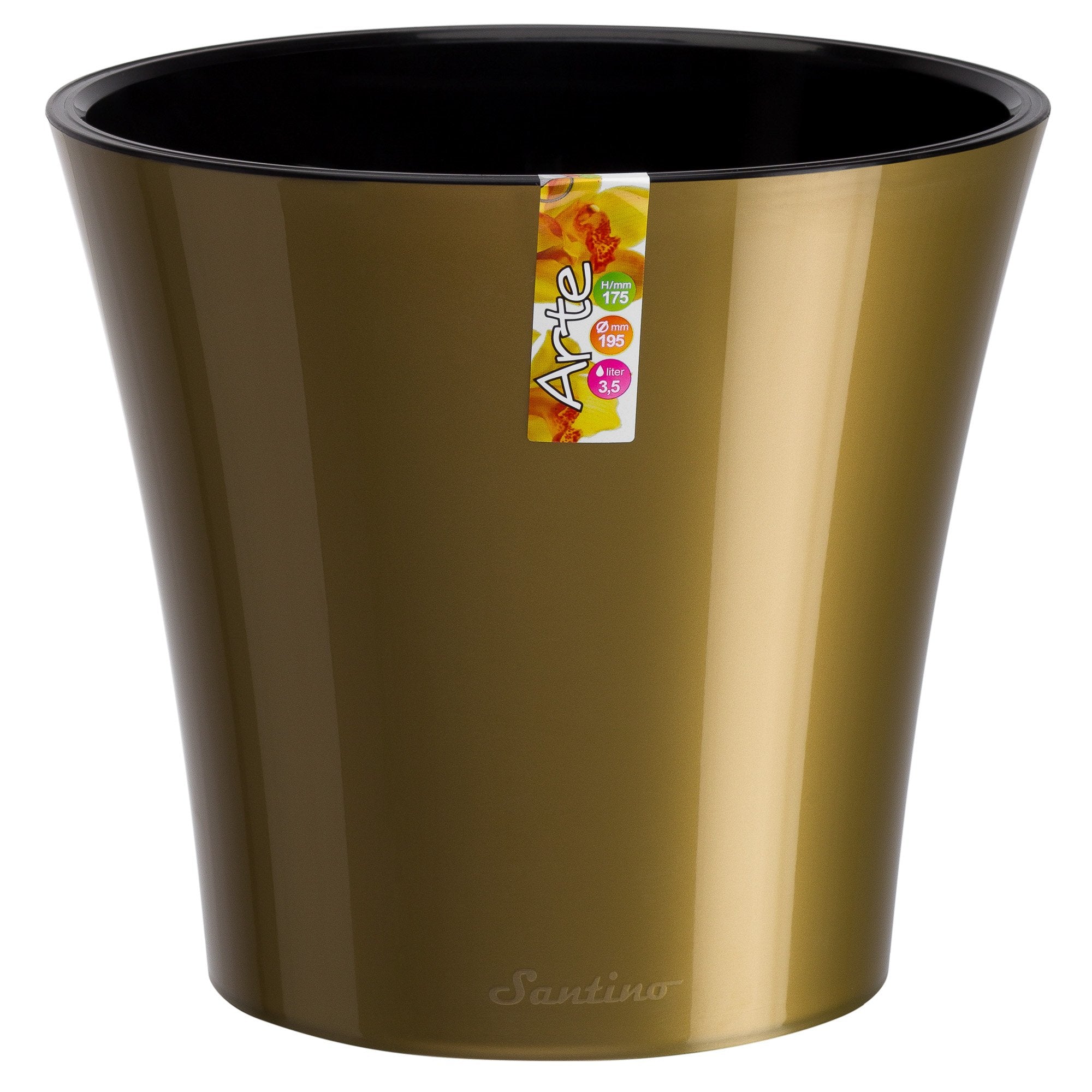 Santino 5.3 Inch ARTE Self Watering Planter in Gold/Black Indoor Flower Pot for All House Plants, Flowers and Orchids