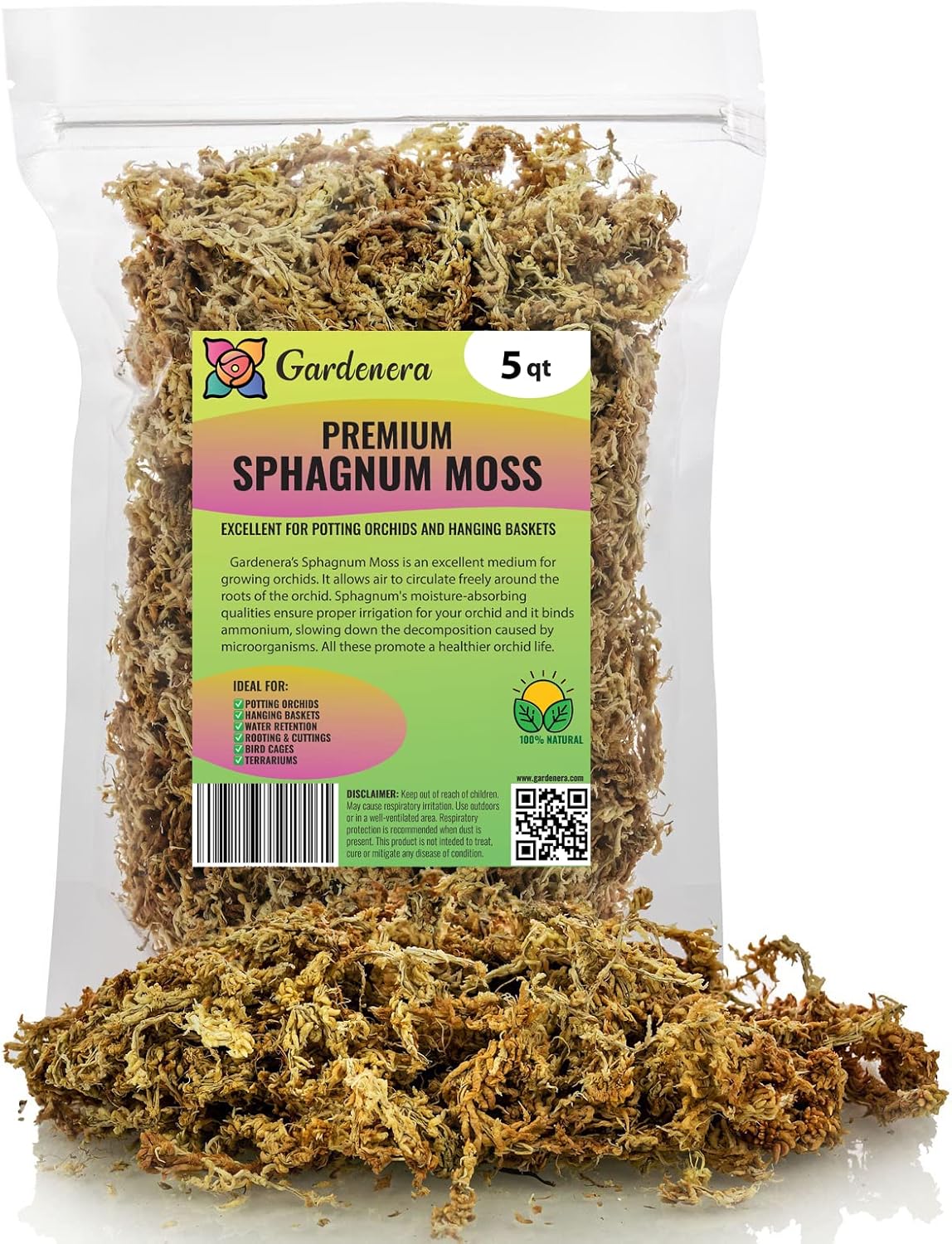 PREMIUM New Zealand Sphagnum Moss by Gardenera - Organic Hand Mixed Long Fibered Sphagnum Moss Orchid - 1 QUART