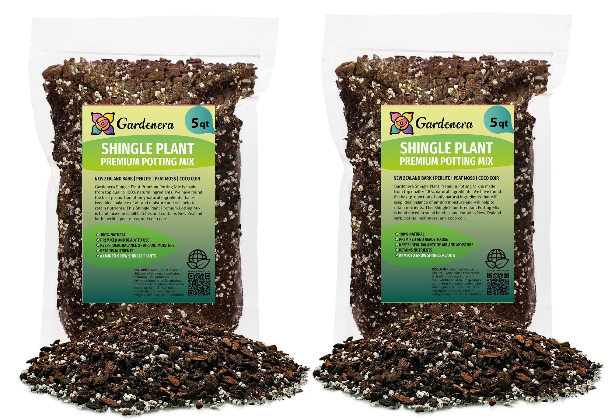 GARDENERA Shingle Plant Planting Mix - Promotes Steady Growth and Healthy Leaves - 10 Quart (2 Bags of 5 Quart)