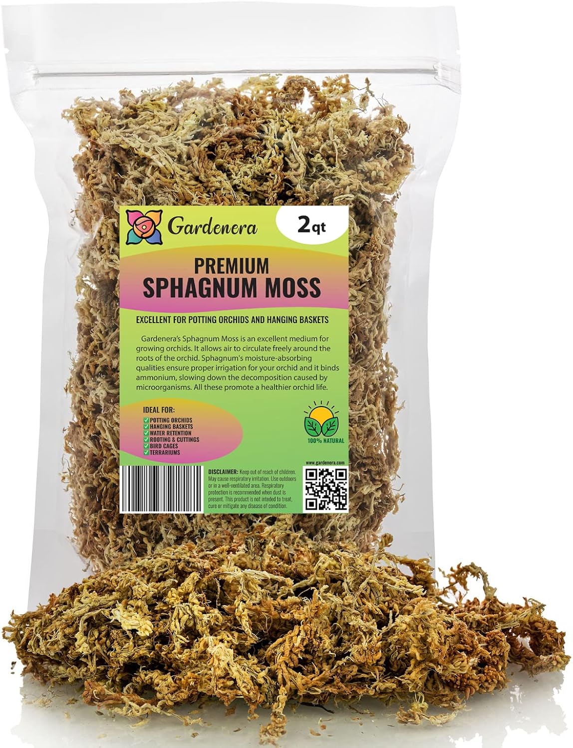 PREMIUM New Zealand Sphagnum Moss by Gardenera - Organic Hand Mixed Long Fibered Sphagnum Moss Orchid - 1 QUART