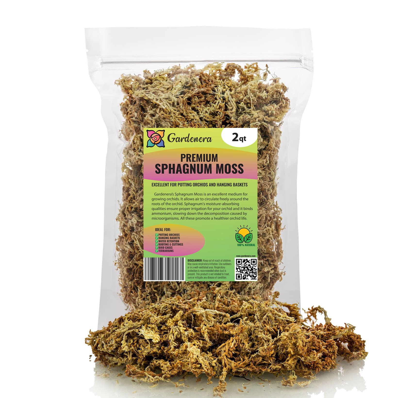 Premium Grade Sphagnum Moss by Gardenera - 20 Quart - Organic Hand Mixed New Zealand Long Fibered Sphagnum Moss Orchid - 4 Bags of 5 Quart