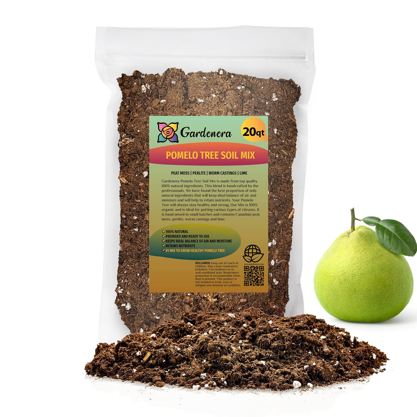 Gardenera's Expert Blend: The Best Soil Mix for Growing Citrus Maxima - Pomelo Trees [20 Quart Bag]