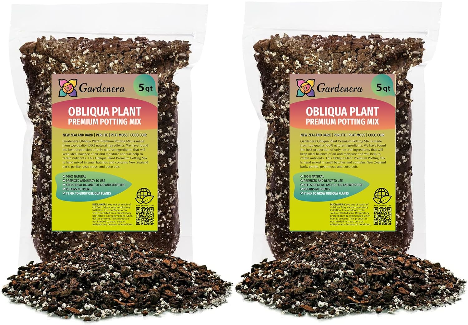 GARDENERA Planting Mix for Monstera Obliqua - Steady Growth and Vibrant Leaves by Gardenera - 10 Quart (2 Bags of 5 Quart)