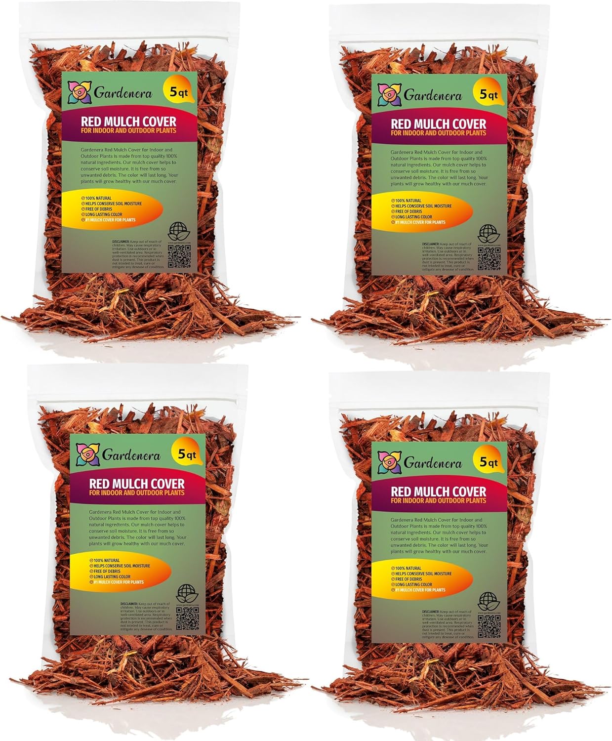 Gardenera Red Mulch - Improve Soil Fertility and Insulate Plant Roots - 10 QUARTS