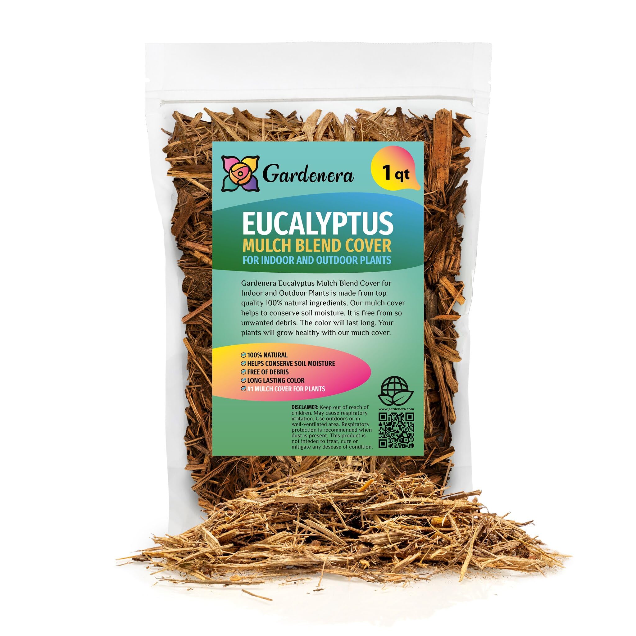 Gardenera Eucalyptus Mulch - Provide Long-Lasting Color and Aromatic Appeal to Your Landscape - 10 QUARTS