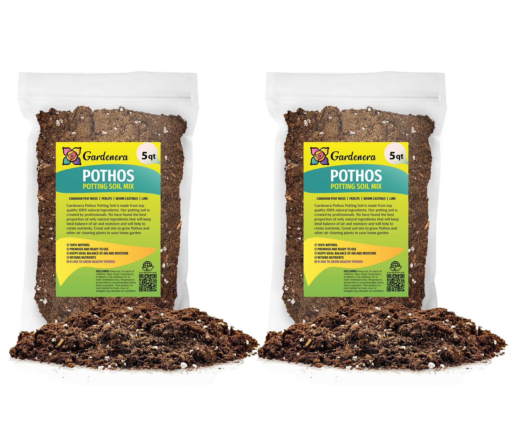 pothos air cleaning GARDENERA Air-Purifying Plant Potting Mix - 2 QUART - Potting Soil for Pothos, Parlor Palm, and Peace Lily