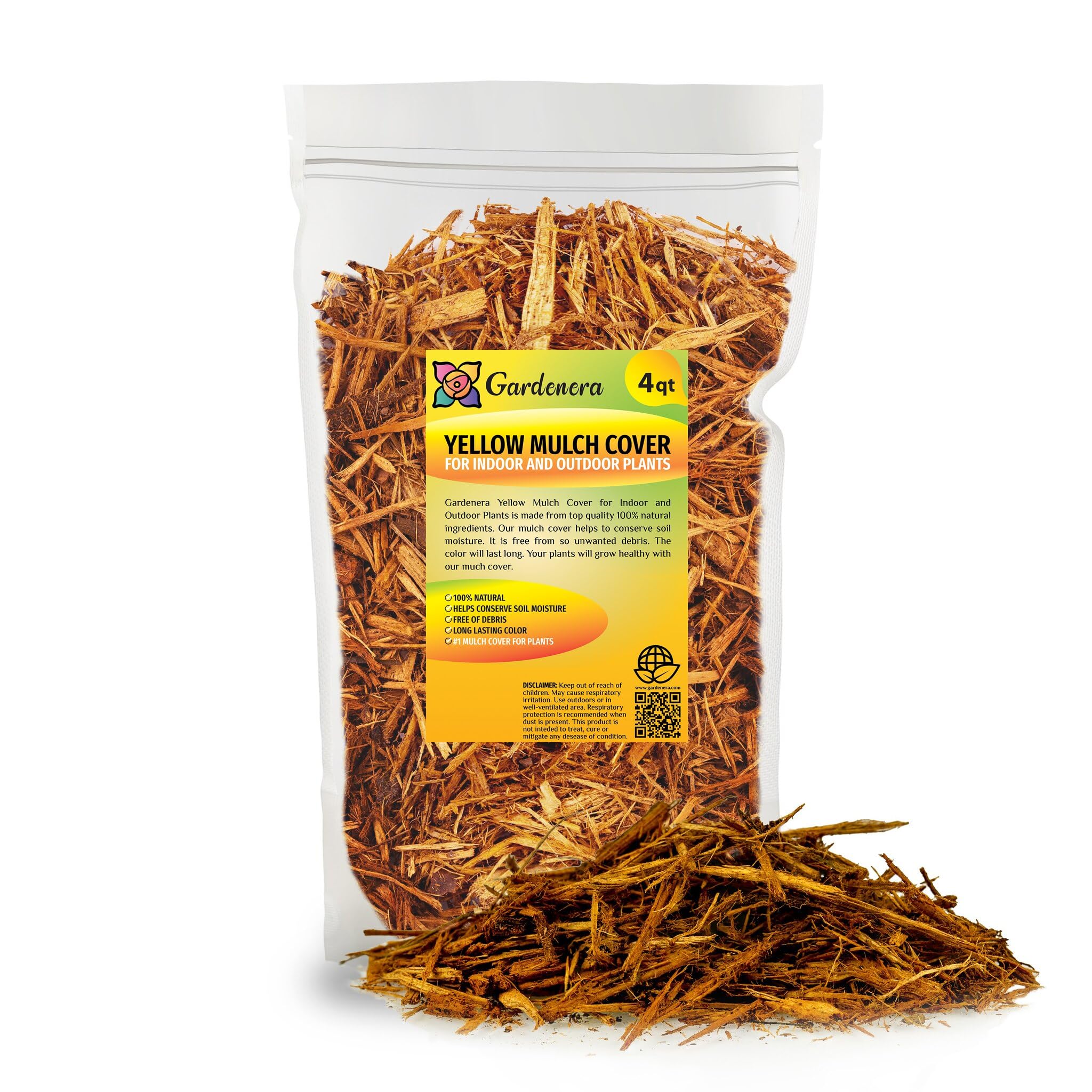 Gardenera Yellow Mulch - Retain Moisture and Suppress Weeds for a Thriving Landscape - 10 QUARTS