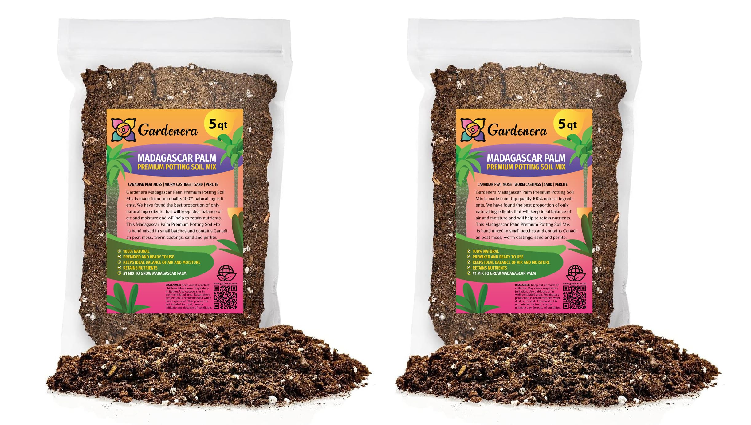 Gardenera Madagascar Palm Potting Mix - Promote Strong Roots and Captivating Form with Our Premium Blend - 4 Quart