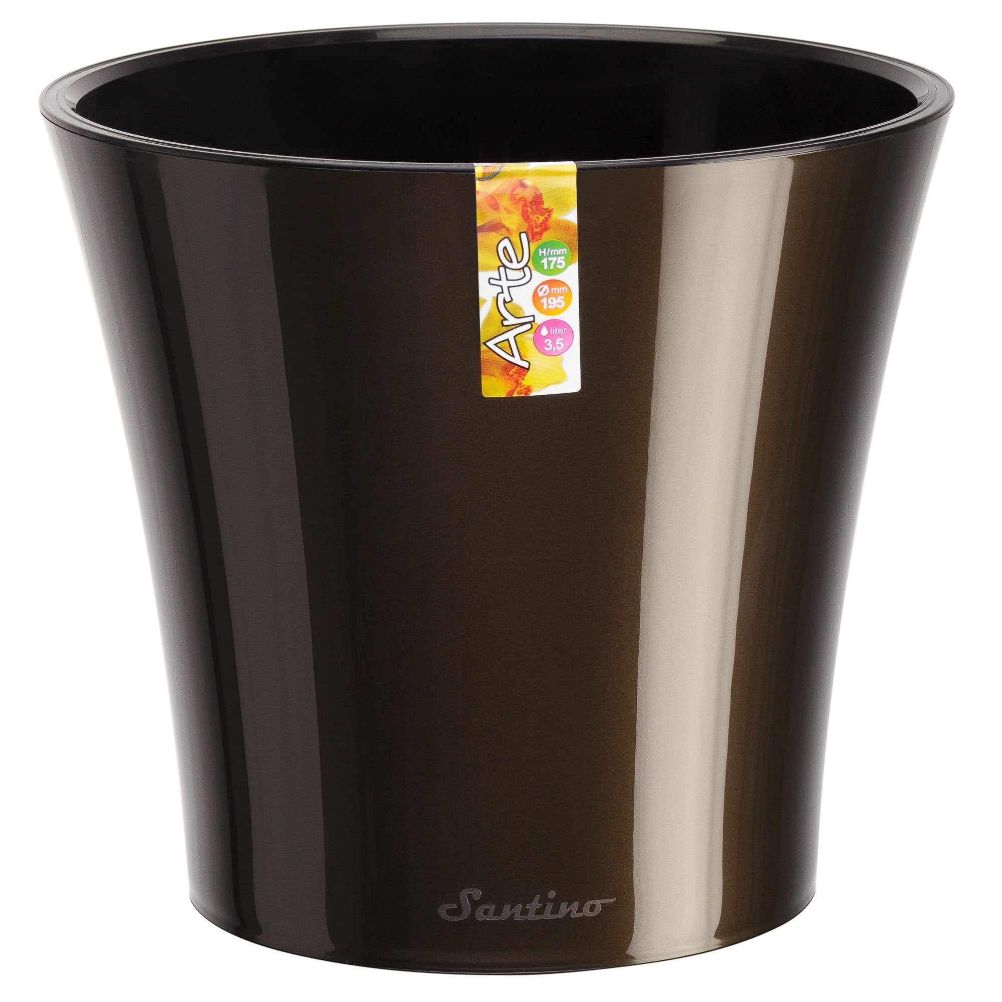 Santino Self Watering Planter Arte 8.6 Inch Black-Gold/Black Indoor Flower Pot for All House Plants, Flowers, Herbs, Succulents