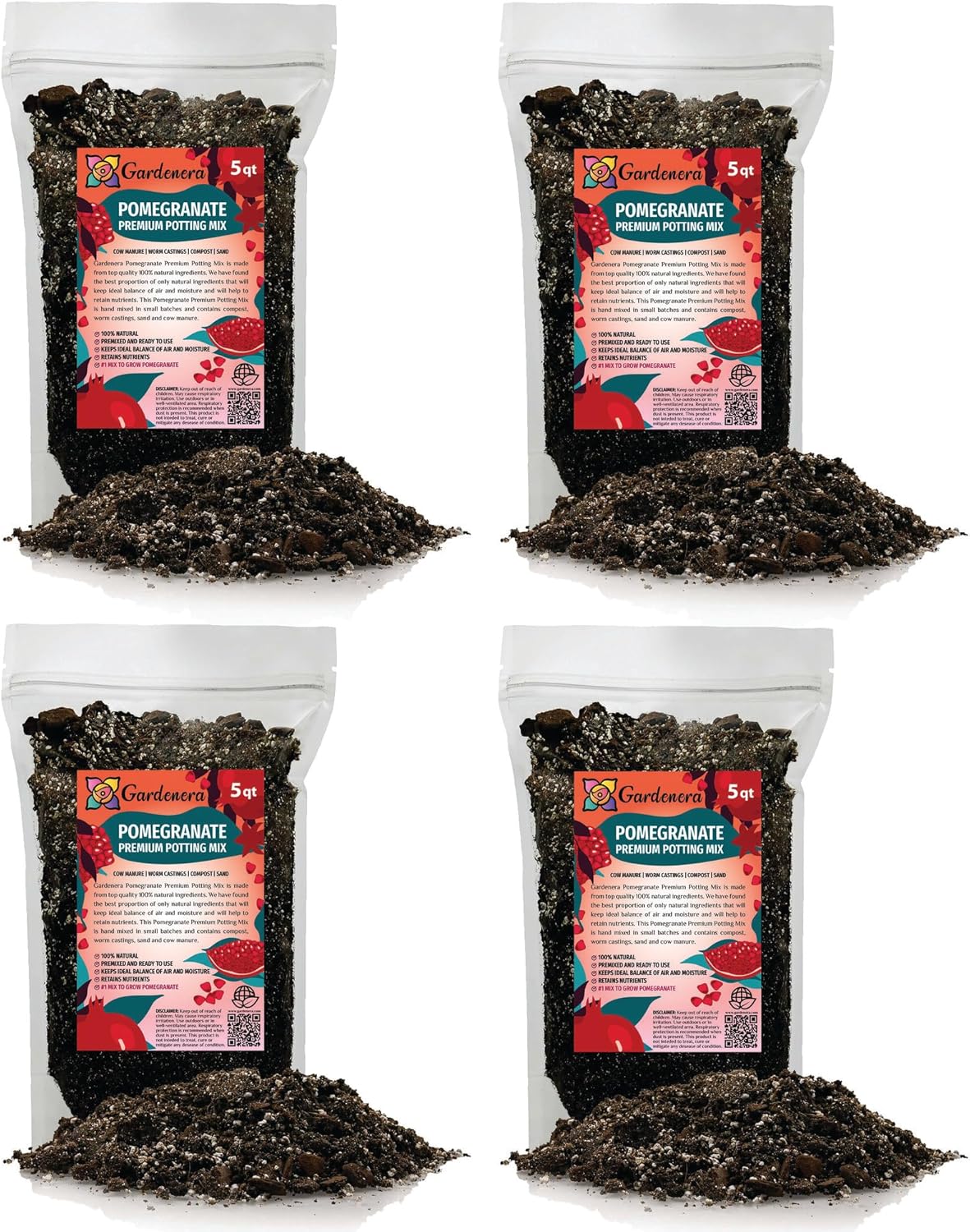 Gardenera Premium Pomegranate Potting Soil Mix - Ideal Nutrient Blend for Growing Robust, Flavorful, and Bountiful Pomegranate Trees - 1 QUART