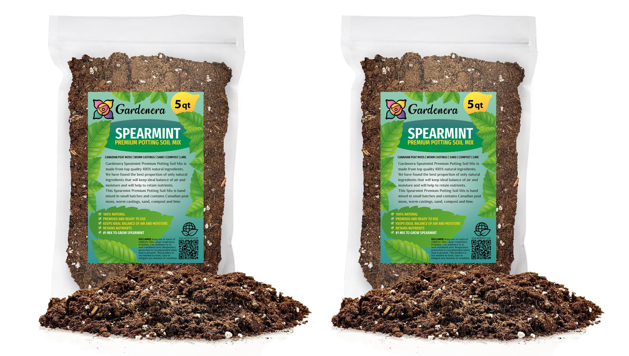 Gardenera Premium Spearmint Plant Potting Mix - Crafted for Thriving Spearmint Growth and Refreshing Aroma - 1 Quart