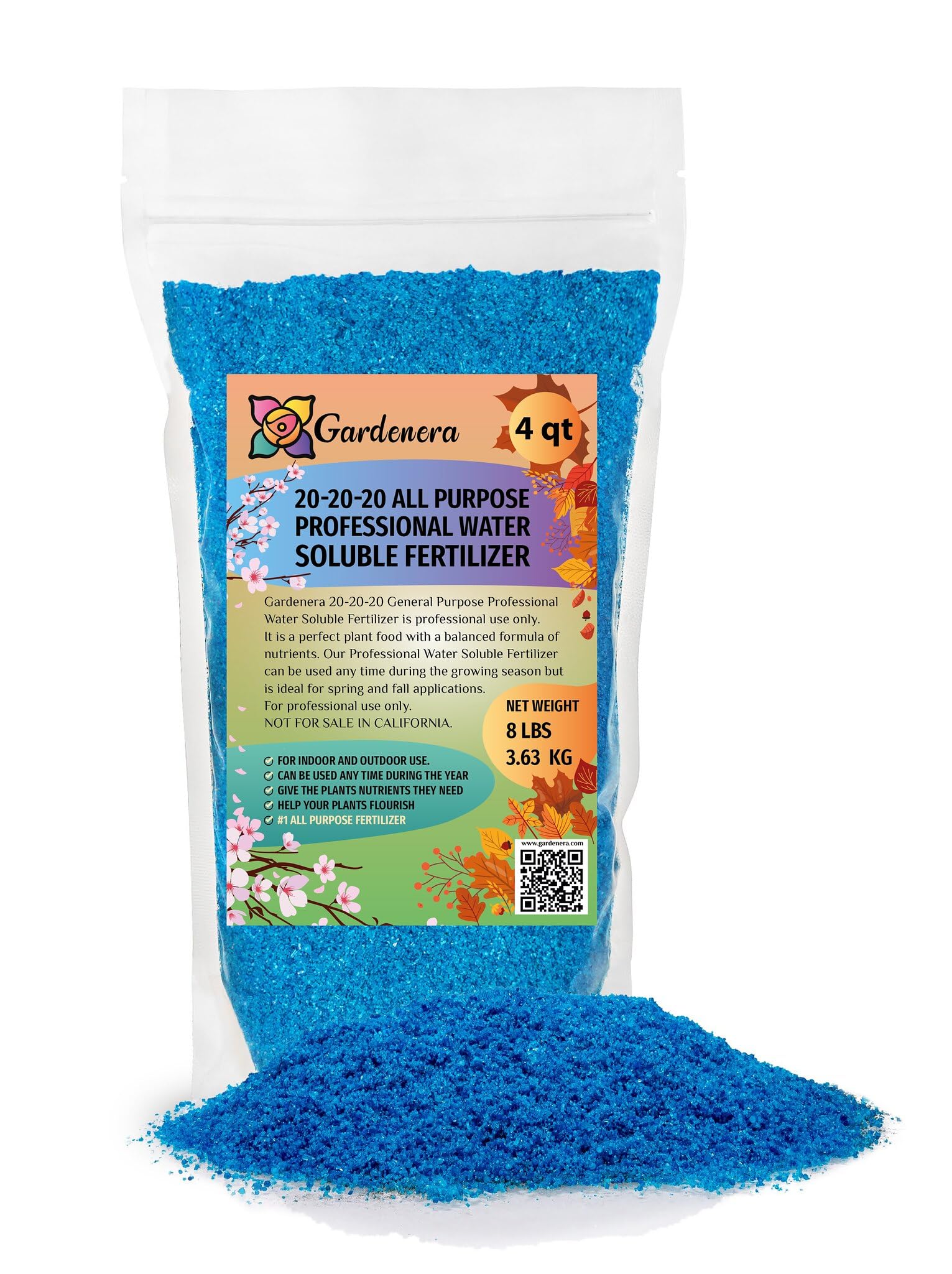water soluble indoor plant fertilizer GARDENERA Premium 20-20-20 All Purpose Water Solubable Fertilizer for All Plant - Promotes Biomass Growth and Vibrant Leaf Color