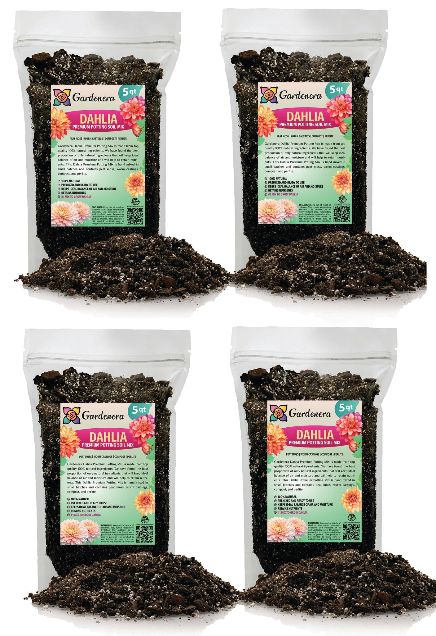 Gardenera Premium Dahlia Potting Soil Mix - Ideal for Growing Vibrant and Healthy Dahlias - 10 Quart