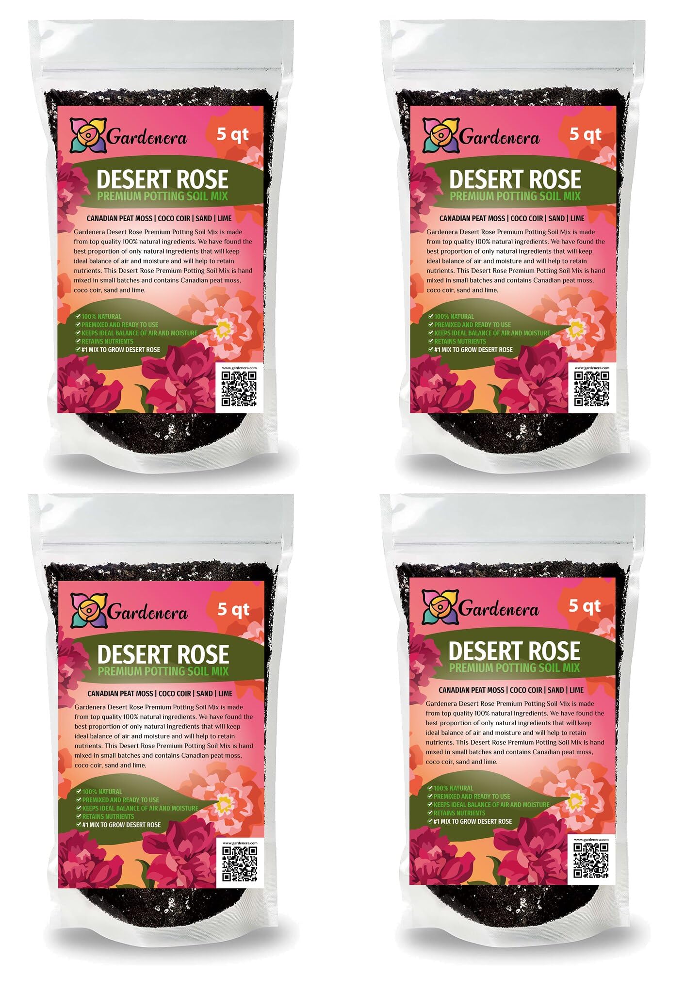 Gardenera Organic Desert Rose Soil Blend - Promote Strong Root Development and Flowering - 20 QUARTS