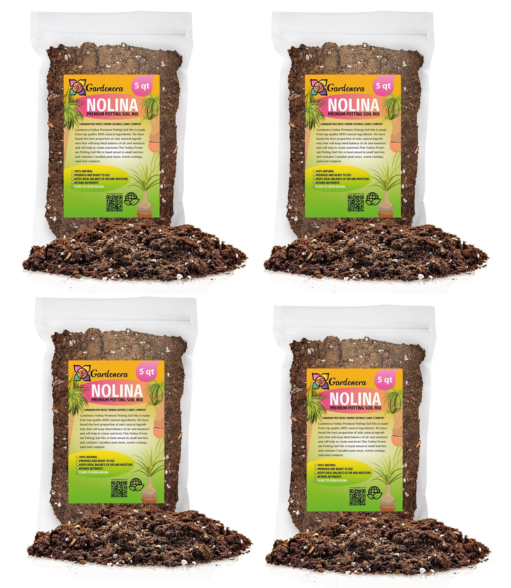 Gardenera Premium Nolina Plant Potting Mix - Crafted for Robust Growth and Distinctive Form - 1 Quart