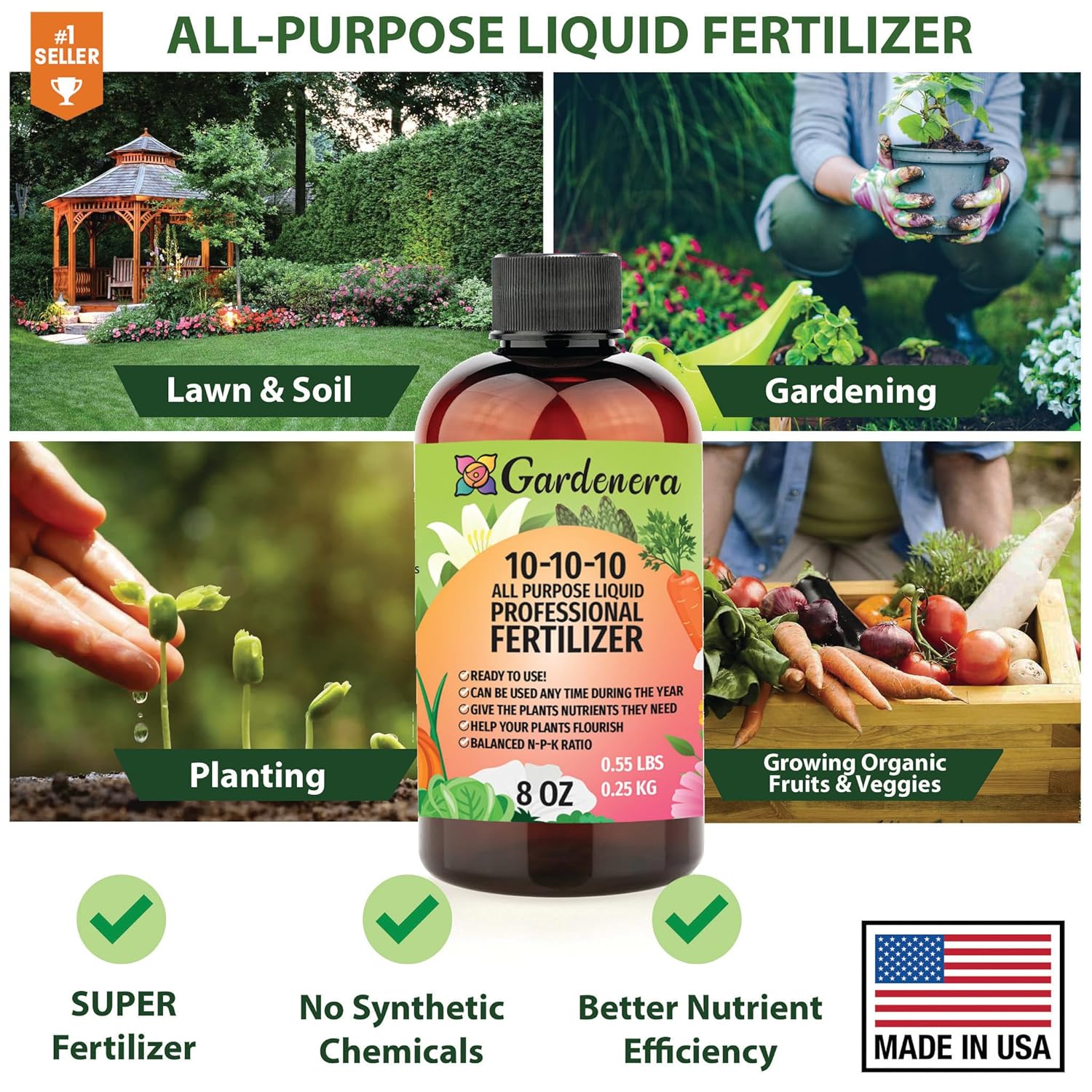 10-10-10 fertilizer for indoor plants Gardenera Premium ???-??????? ??-??-?? ?????? ?????????? for Lawns, Plants, Vegetables, Fruits & Flowers, Liquid Plant Food 10-10-10 for Indoor/