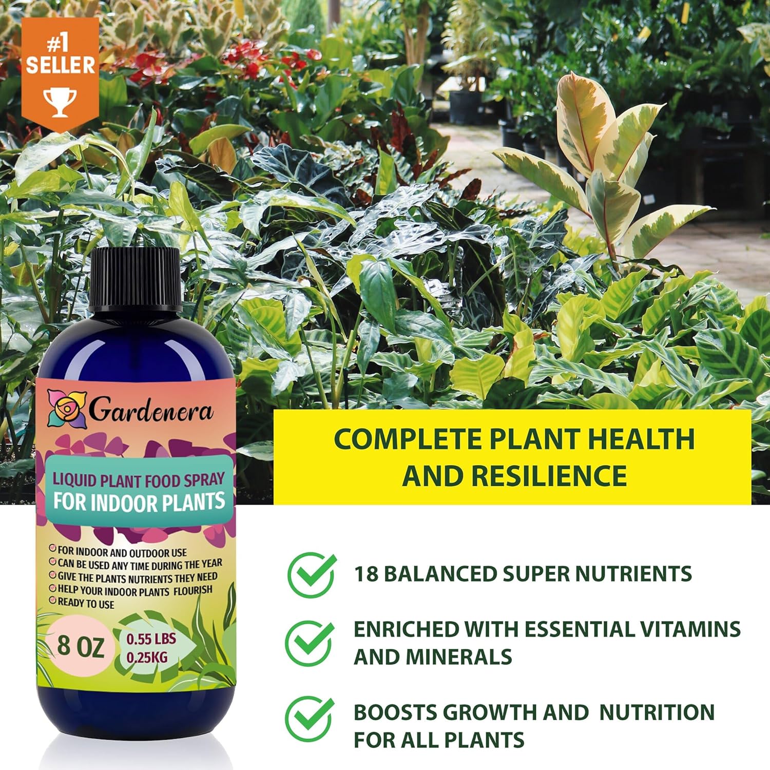 Gardenera Plant Growth Superfood for ZAMIOCULCAS with 18 Essential Vitamins & Minerals - Organic Plant Food Fertilizer - Micro-Fungi and Bio-Organisms for ZZ Plant Care & Growth Enhancement - 32oz