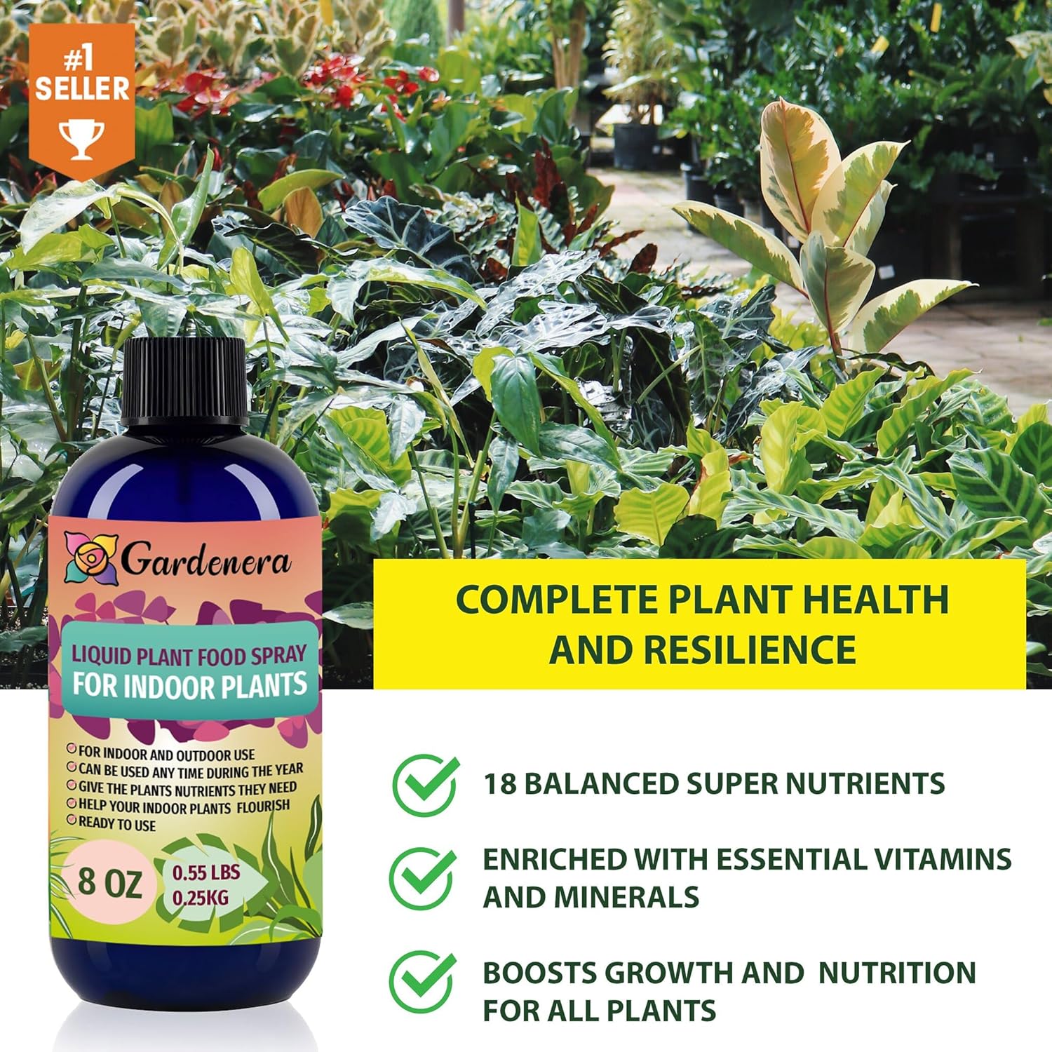 Gardenera Plant Growth Superfood for Thai Constellation with 18 Vitamins & Minerals - Organic Plant Food Fertilizer - Micro-Fungi and Bio-Organisms for Monstera Plant Care & Growth Enhancement - 32oz