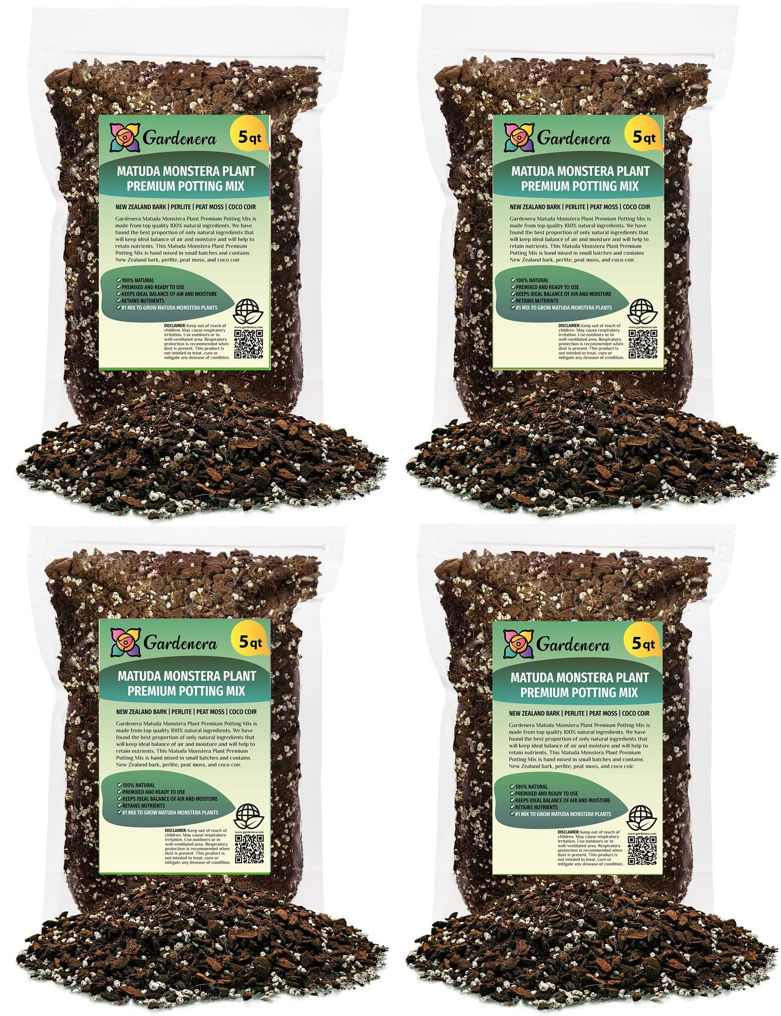 GARDENERA Monstera Siltepecana Matuda Planting Mix - Promotes Steady Growth and Healthy Leaves - 10 Quart (2 Bags of 5 Quart)