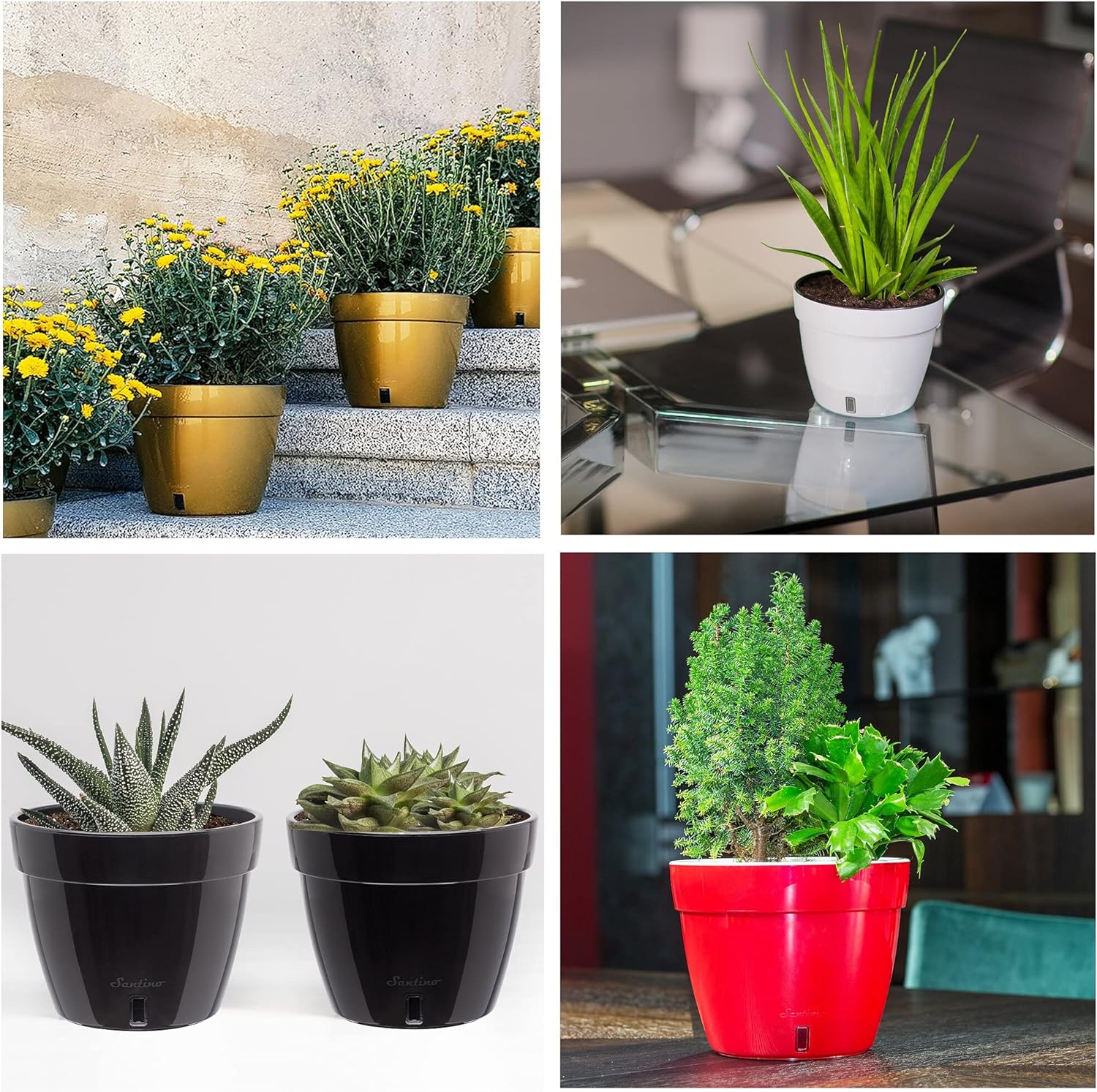santino self watering planter instructions Santino ASTI 9.2 Inch Self Watering Planter Grey/White for Indoor Plan – Gardenera.com