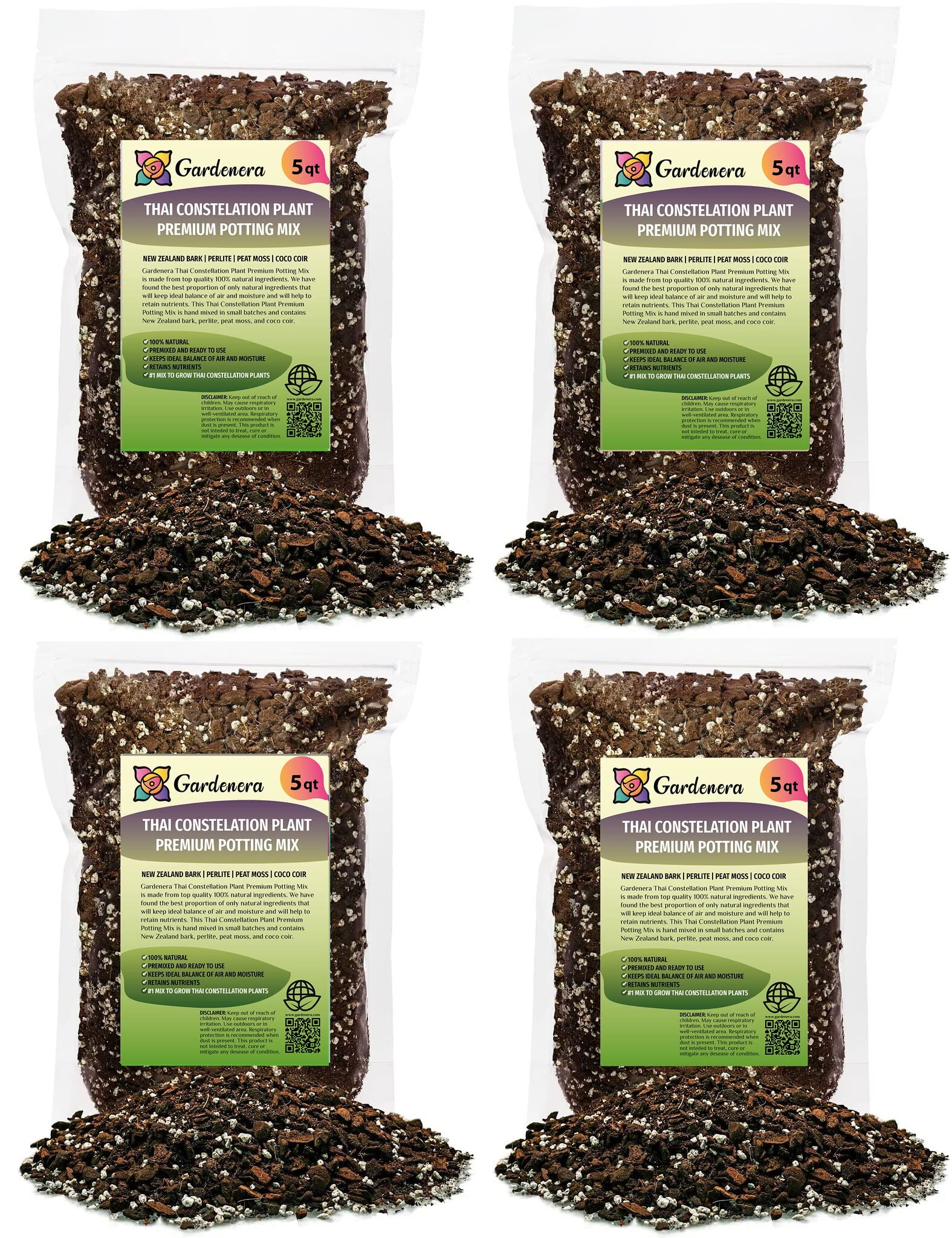 PREMIUM Thai Constellation Monstera Soil Mix - Trusted by Experts for Strong and Healthy Plants by Gardenera - 20 Quart (4 Bags of 5 Quart)