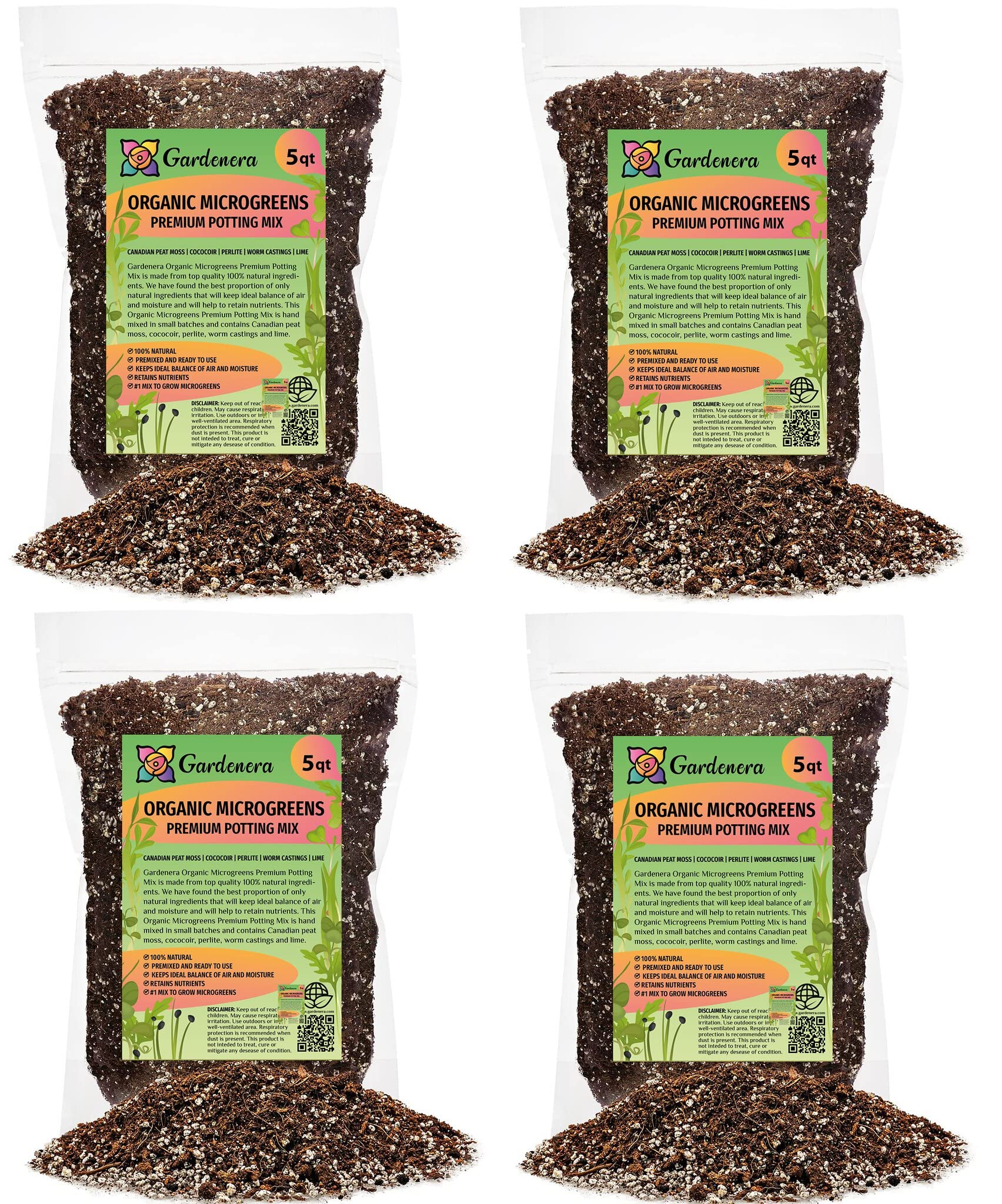 Organic Microgreens Premium Potting Mix by Gardenera - 10 Quart - Sustainably Sourced Ingredients for Eco-Friendly Gardening - (2 Bags of 5QT)