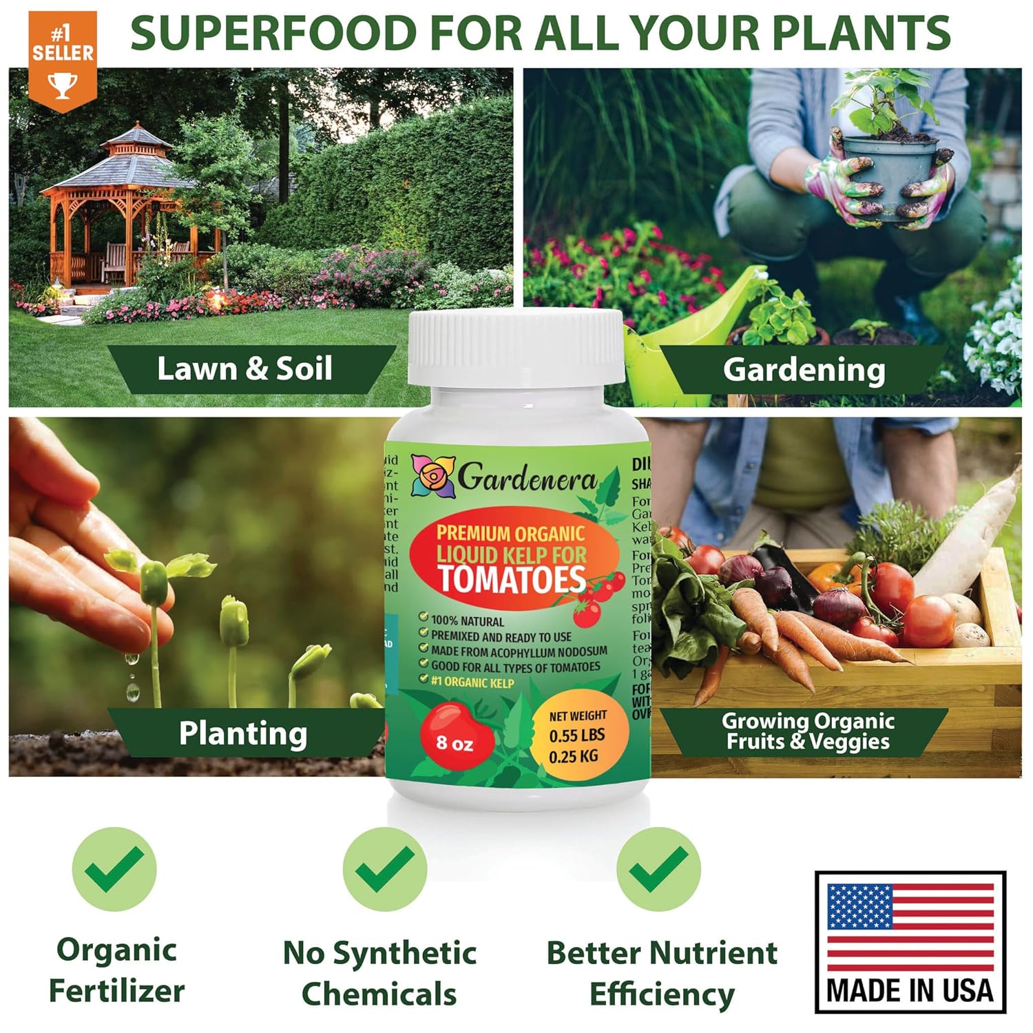 natural herbicide for tomatoes Premium Liquid Kelp Fertilizer for Juicy Tomatoes by Gardenera - 32 oz