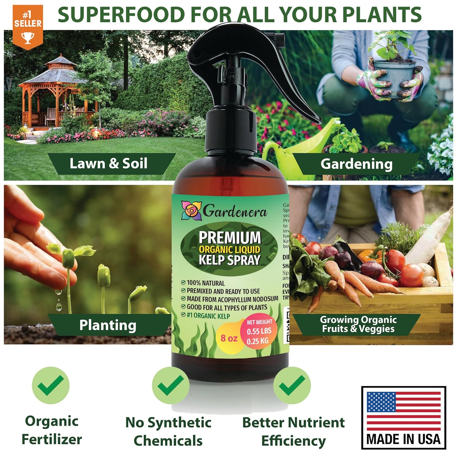 aloe vera spray for plants Gardenera Premium Organic Liquid Kelp Spray for ALOE VERA - 8 oz