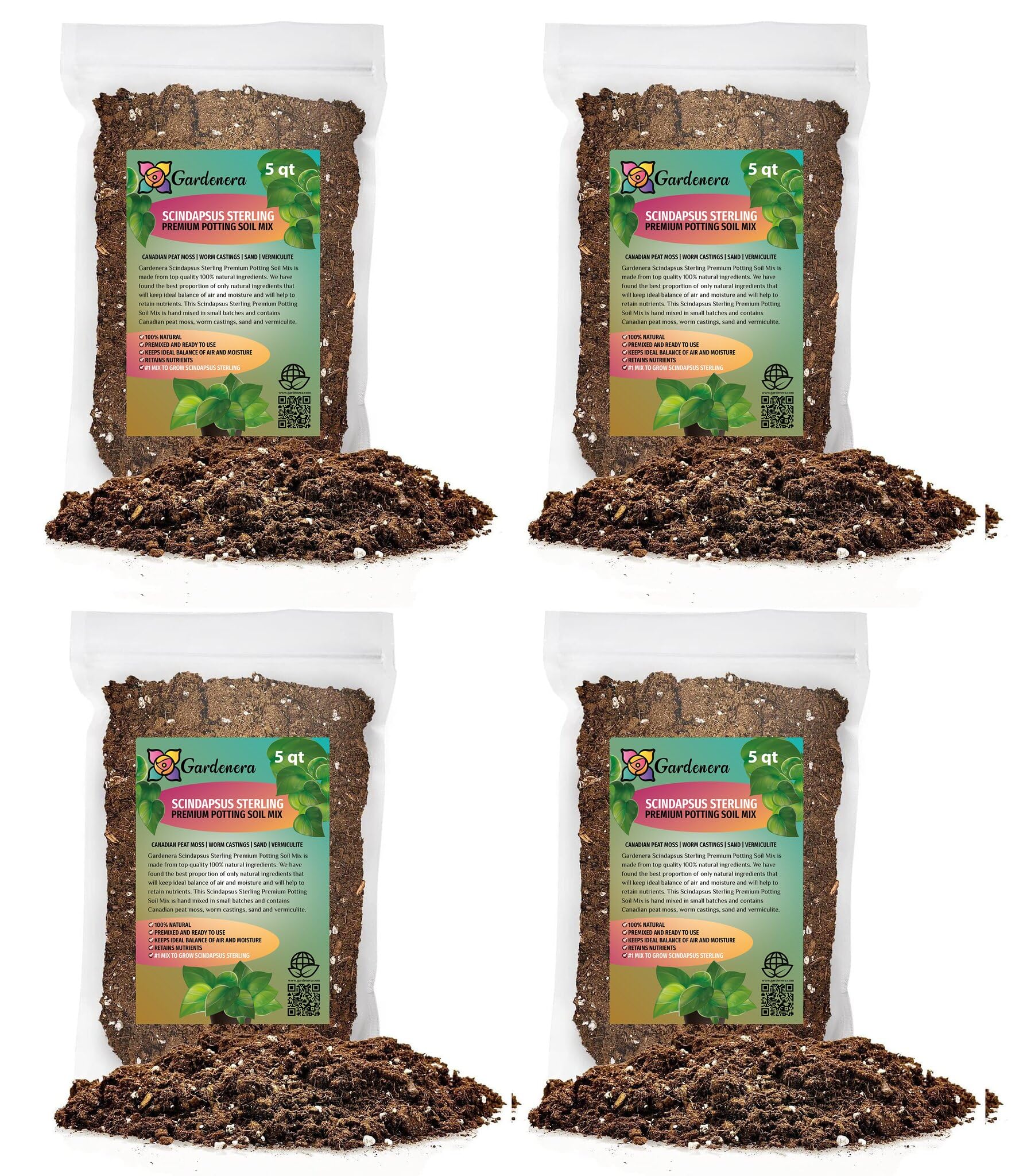 GARDENERA Scindapsus Sterling Plant Potting Soil - Enhance Variegation and Health with Professional Grade Nutrient-Rich Mix - 3 QUART