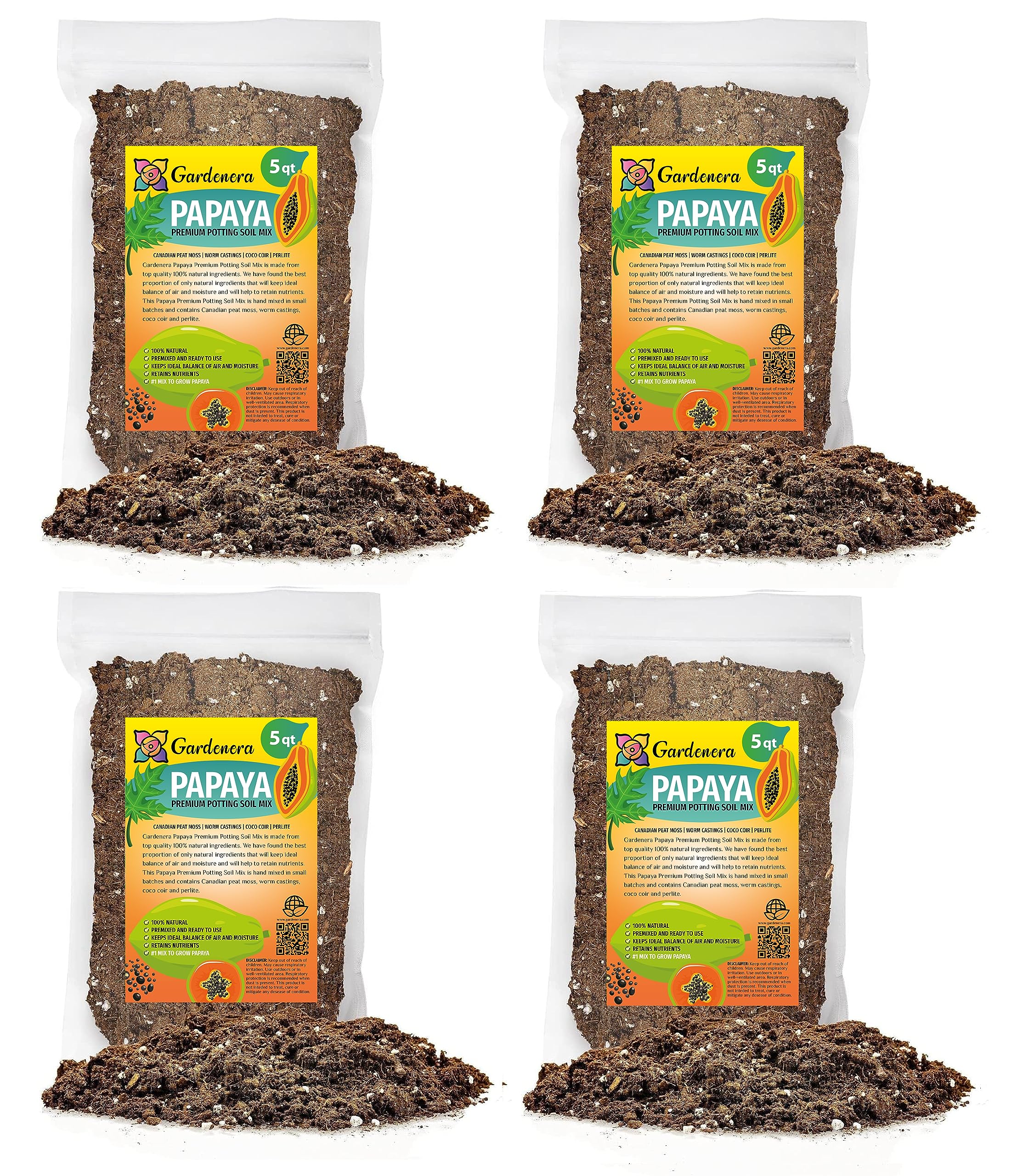 GARDENERA Papaya Plant Potting Soil - Enhance Fruiting and Health with Professional Grade Nutrient-Rich Mix - 3 Quart