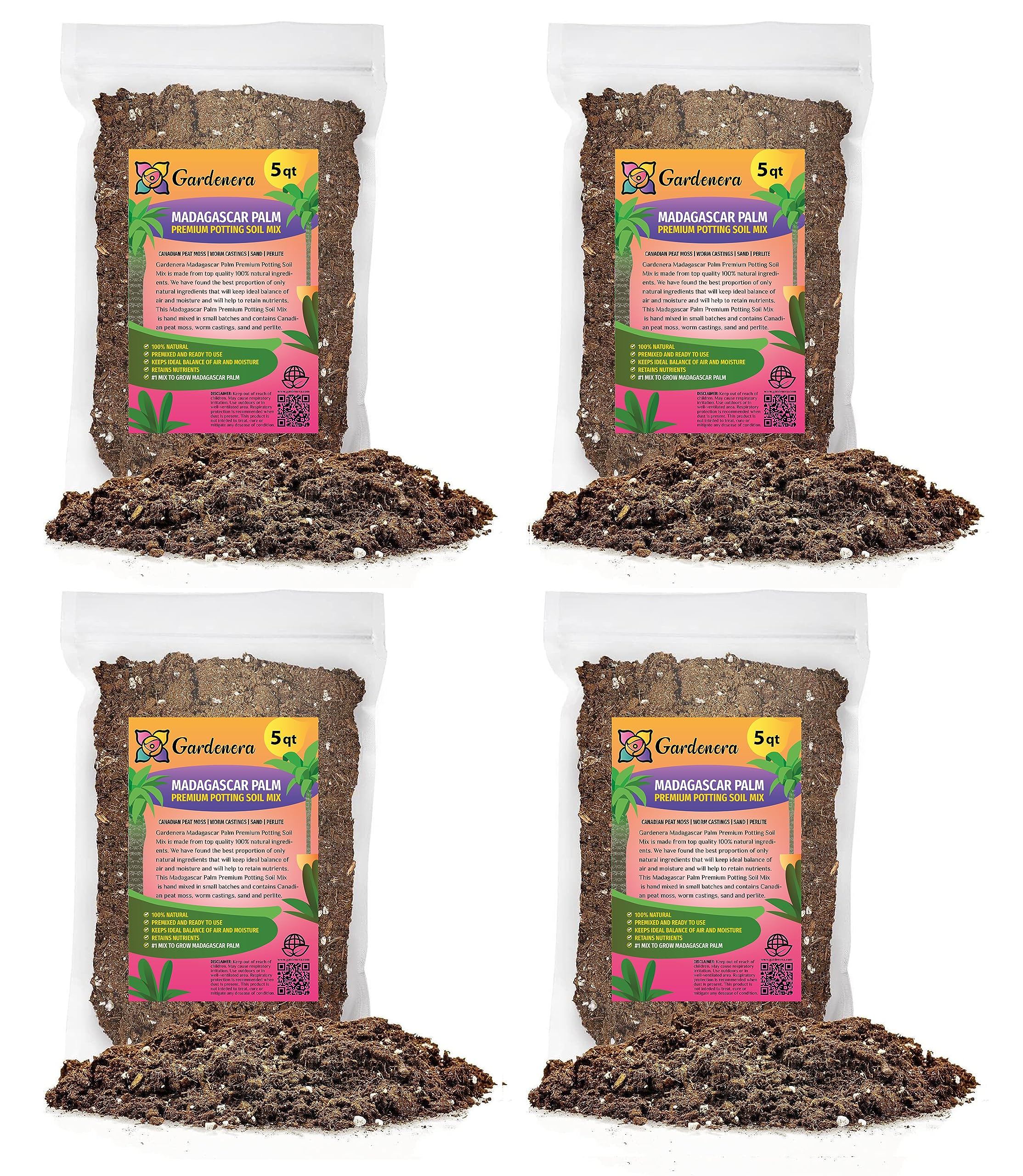 Gardenera Madagascar Palm Potting Mix - Promote Strong Roots and Captivating Form with Our Premium Blend - 4 Quart