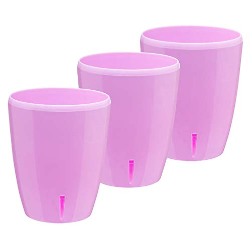 Gardenera 4.9" ORCHIDEA Self Watering Pots for Orchids in Lavender (Set of 3) - Decorative Wicking Planter with w/Great Aerification, Drainage and Water Level Indicator