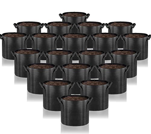 Gardenera Aeration Planters - 20-Pack 1 Gallon Fabric Grow Bags with Handles, Ideal for Seed Starting and Transplanting