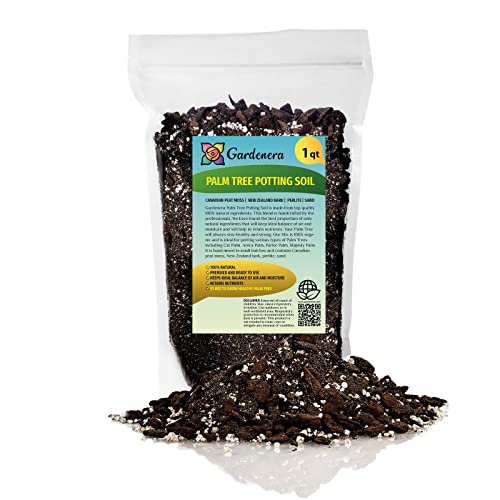 GARDENERA Palm Tree Potting Mix - The Ultimate Soil for Strong and Healthy Palms - Top Choice for Palm Tree Growers [1 Quart Bag]