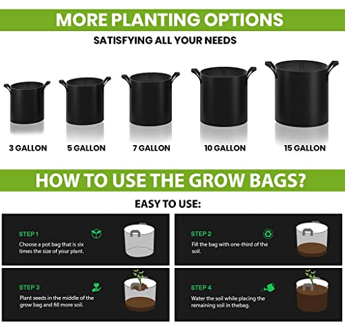 Gardenera Premium 5-Pack - 1 Gallon Grow Bags - Heavy Duty Nonwoven Fabric Pots with Handles for Plants, Perfect for Indoor and Outdoor Gardening