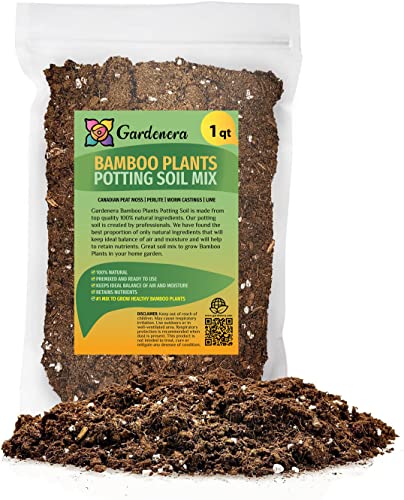 GARDENERA Premium Bamboo Potting Soil Mix - (1 Quart Bag)