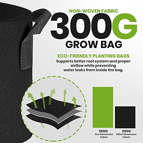 Gardenera Premium Aeration Fabric Pots - 2 Gallon Grow Bags for Vegetables, Flowers, and Plants (Black), Made with Durable and Breathable Fabric Material - Set of 5
